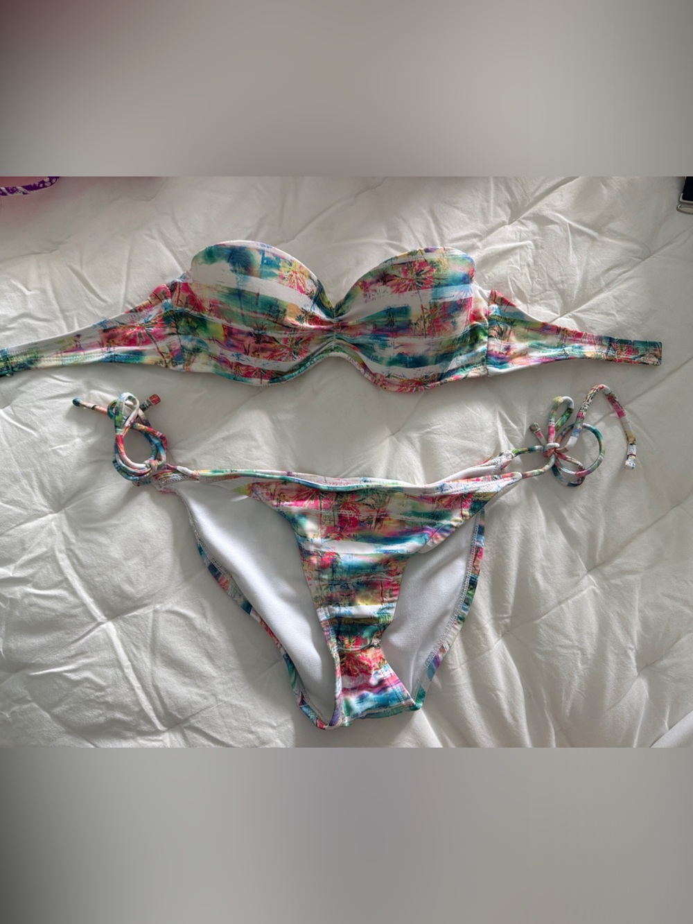 Xhilaration Multicolor Tropical Print Bikini - Pink, Blue, Green